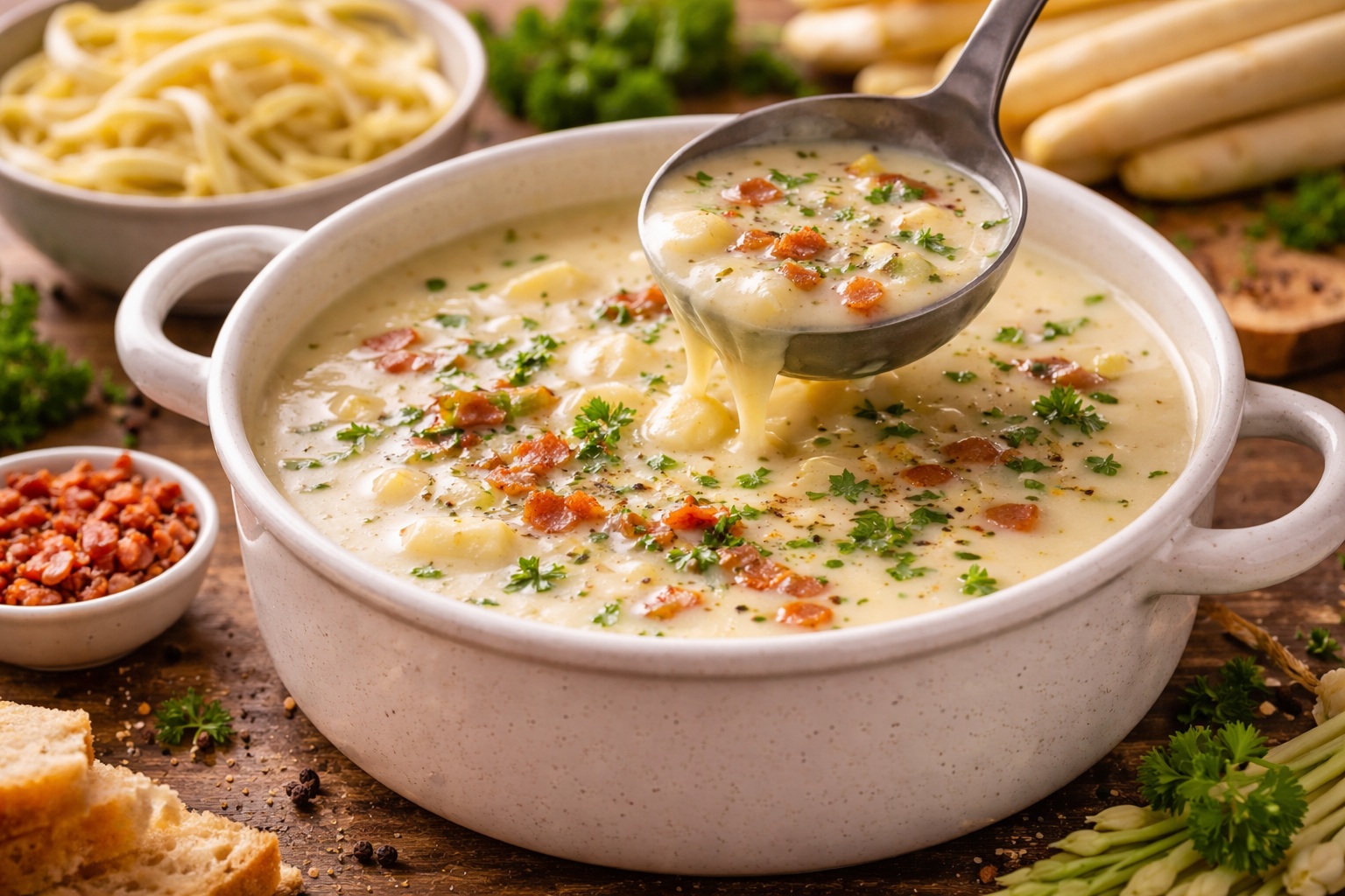 Aspergesoep van verse schillen