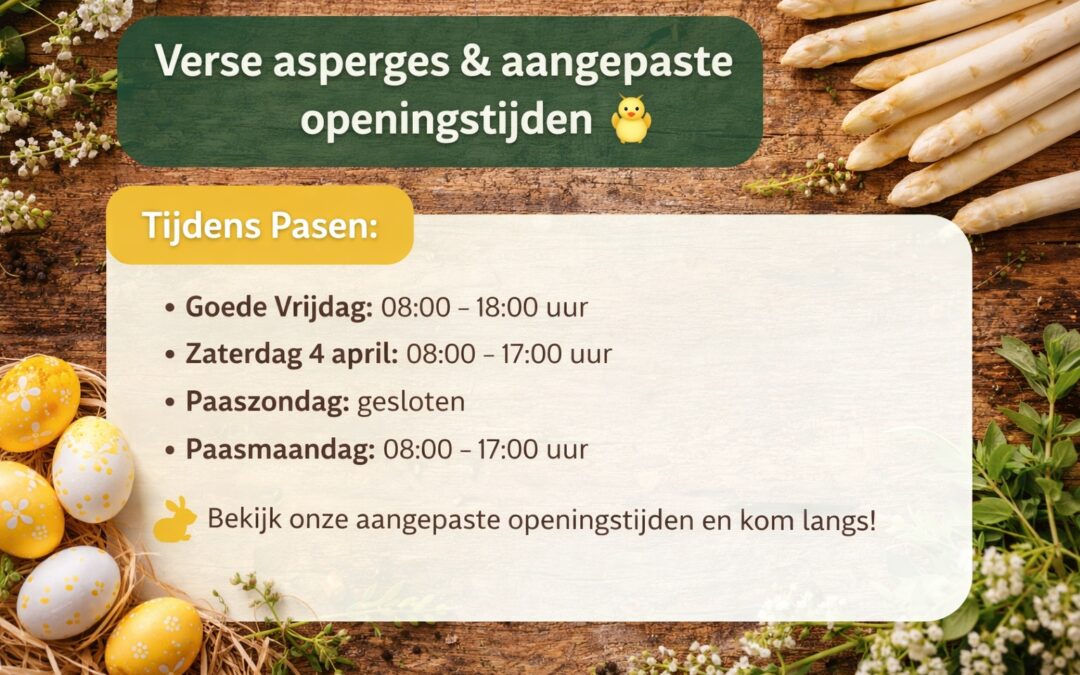Aangepaste openingstijden tijdens Pasen